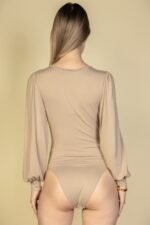Plunge Neck Peasant Sleeve Bodysuit - Image 6