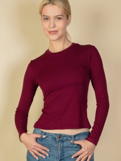 Ribbed Round Neck Long Sleeve Top Ribbed Round Neck Long Sleeve Top