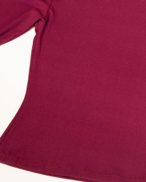 ribbed round neck long sleeve top