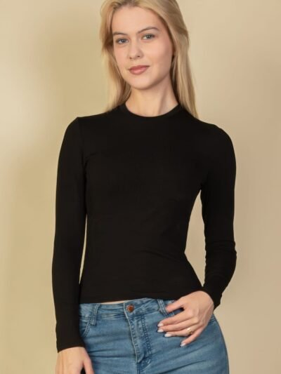 Ribbed Round Neck Long Sleeve Top Ribbed Round Neck Long Sleeve Top