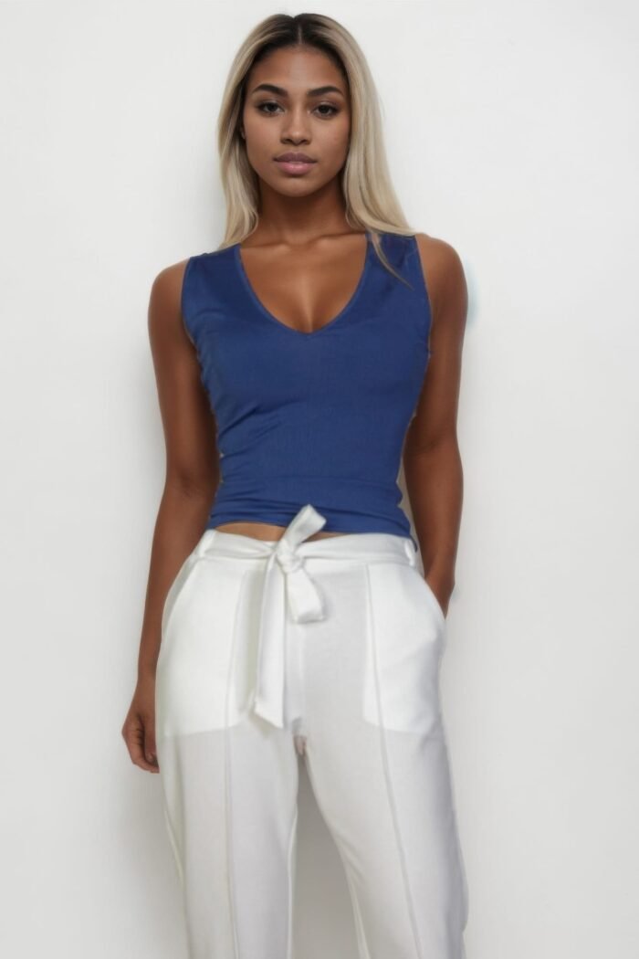 Ribbed v-neck sleeveless top