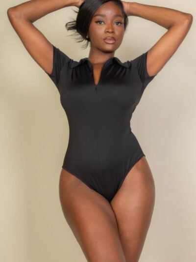 Zip Front Short Sleeve Bodysuit Zip Front Short Sleeve Bodysuit
