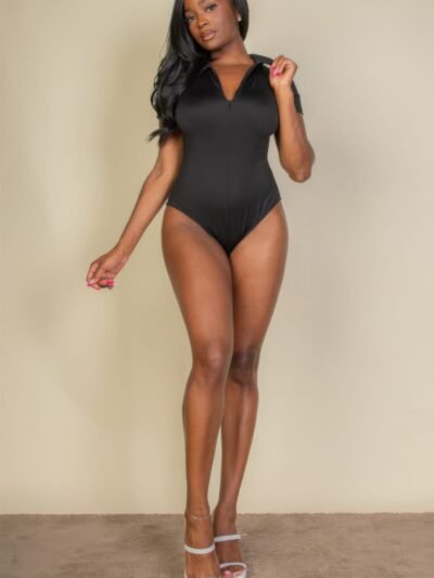 Zip Front Short Sleeve Bodysuit Zip Front Short Sleeve Bodysuit