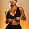 Ribbed Knit Plunge Neck Crop Top