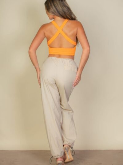 Ribbed Knit Plunge Neck Crop Top Ribbed Knit Plunge Neck Crop Top