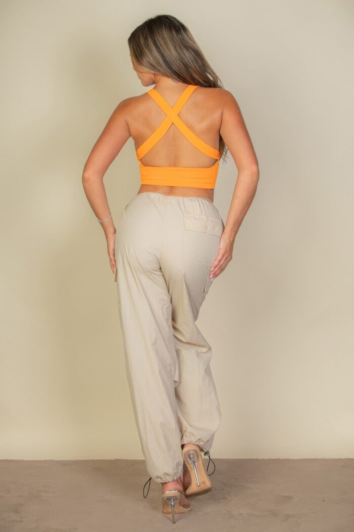 Ribbed knit plunge neck crop top