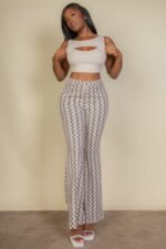 Back view of women’s cut out crop top paired leggings