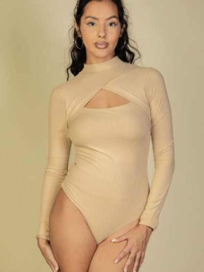 Front Cutout Long Sleeve Bodysuit