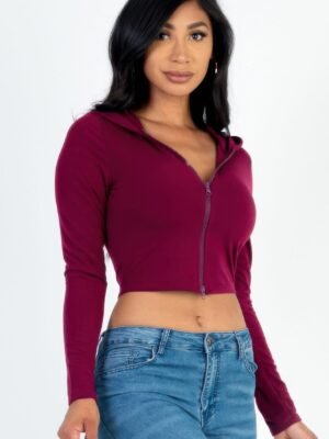 French Terry Crop Zip Up Hoodie French Terry Crop Zip Up Hoodie