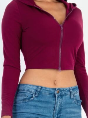 French Terry Crop Zip Up Hoodie French Terry Crop Zip Up Hoodie