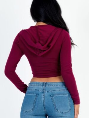 French Terry Crop Zip Up Hoodie French Terry Crop Zip Up Hoodie
