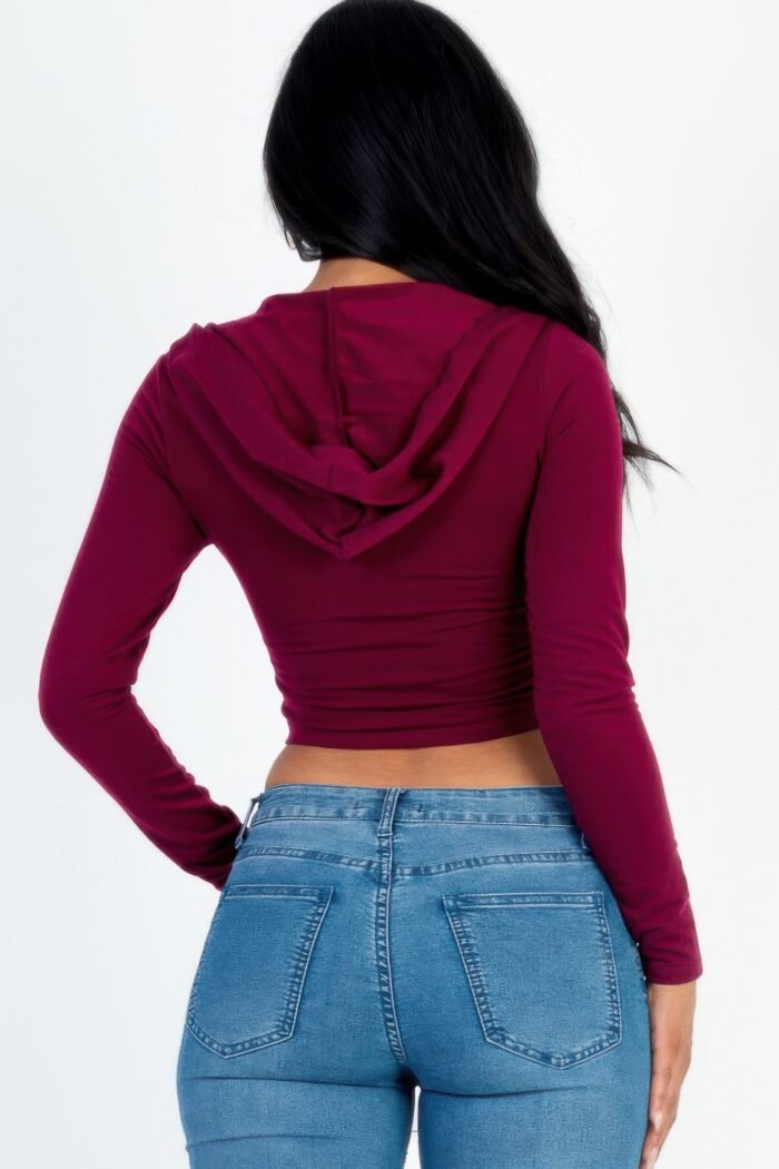 French terry crop zip up hoodie - image 4