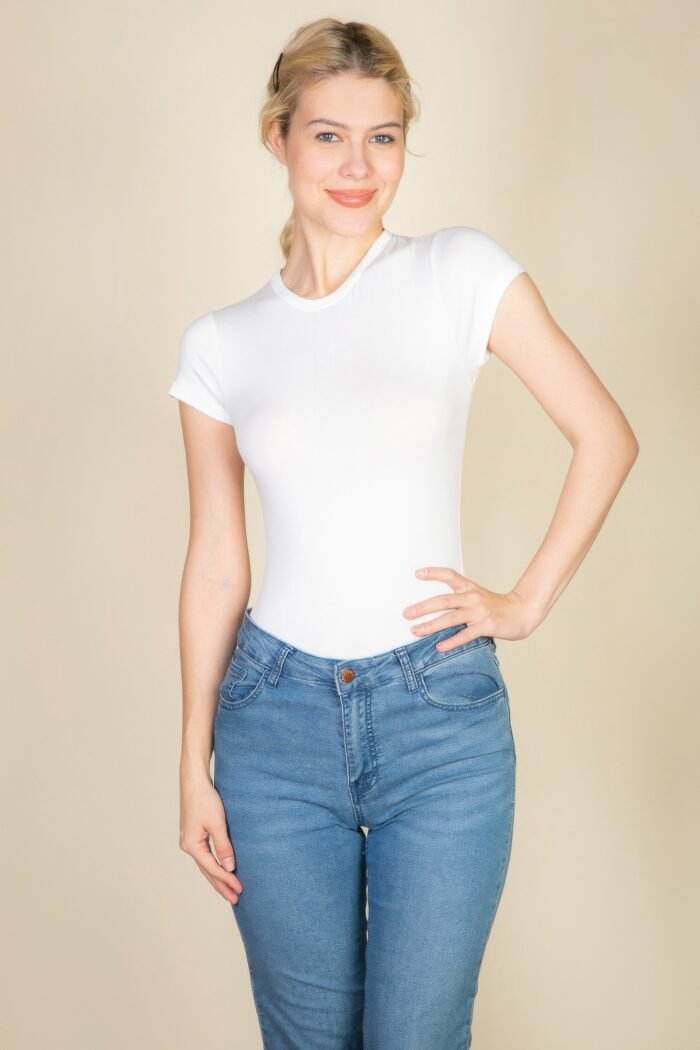 Short sleeve crew neck bodysuit