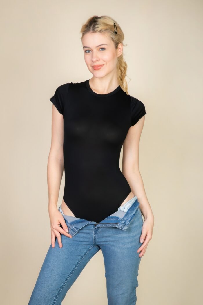 Short sleeve crew neck bodysuit