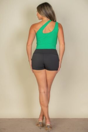 Ribbed One Shoulder Cross Strap Crop Top Ribbed One Shoulder Cross Strap Crop Top