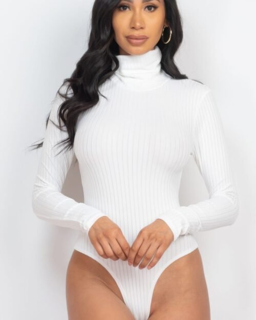Ribbed Turtle Neck Long Sleeve Bodysuit