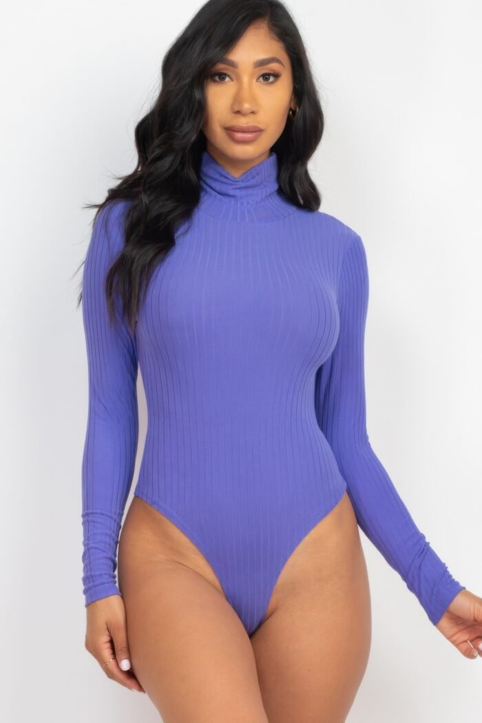 Ribbed turtle neck long sleeve bodysuit