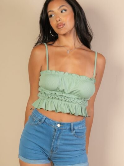 Tiered Shirred Body Crop Top
