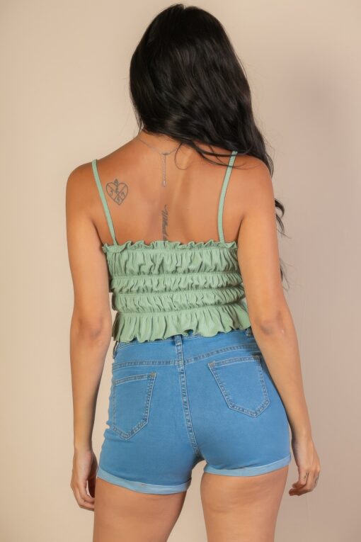 Tiered Shirred Body Crop Top - Image 4