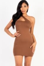 One Shoulder Bodycon Mini Dress - Image 19