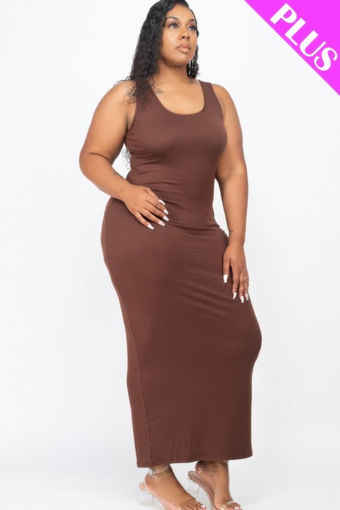 Plus Size Solid Basic Maxi Dress - Image 3