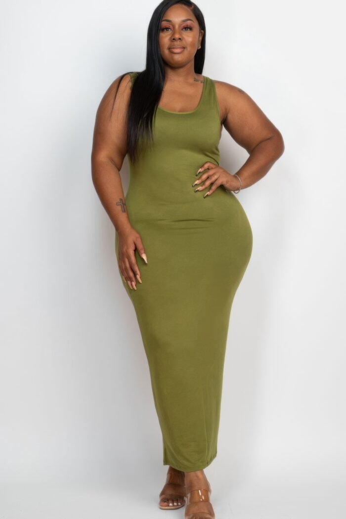 Plus size solid basic maxi dress