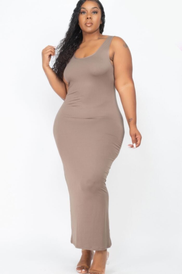 Plus size solid basic maxi dress