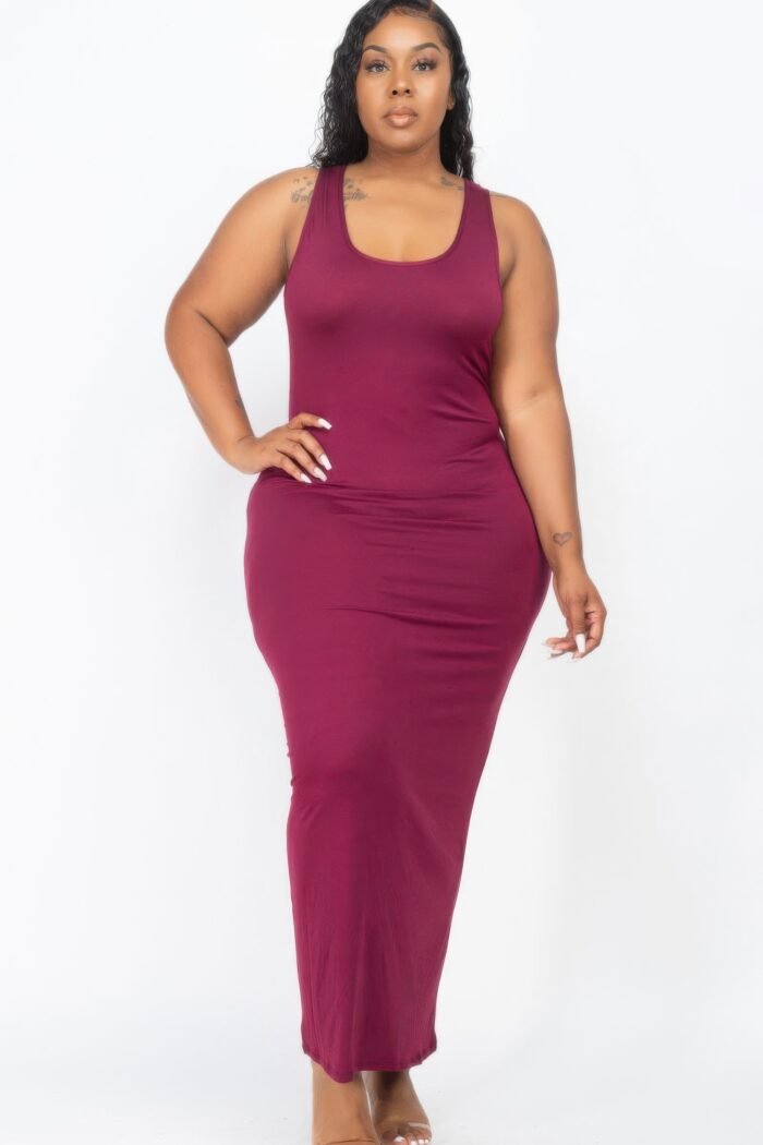 Plus size solid basic maxi dress