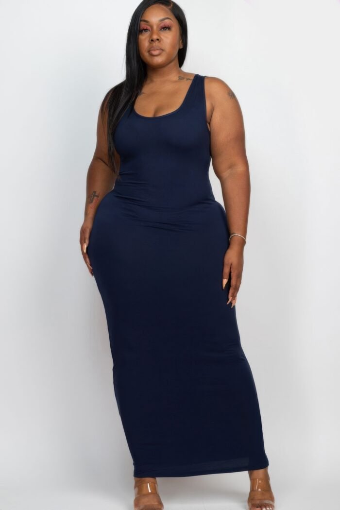 Plus size solid basic maxi dress