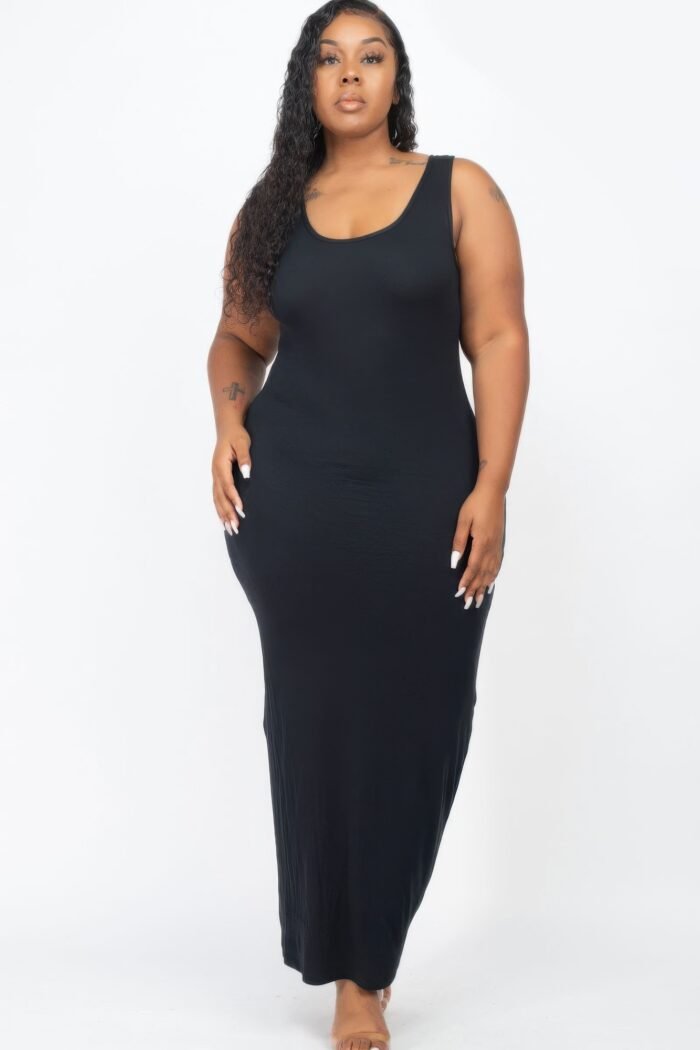 Plus size solid basic maxi dress