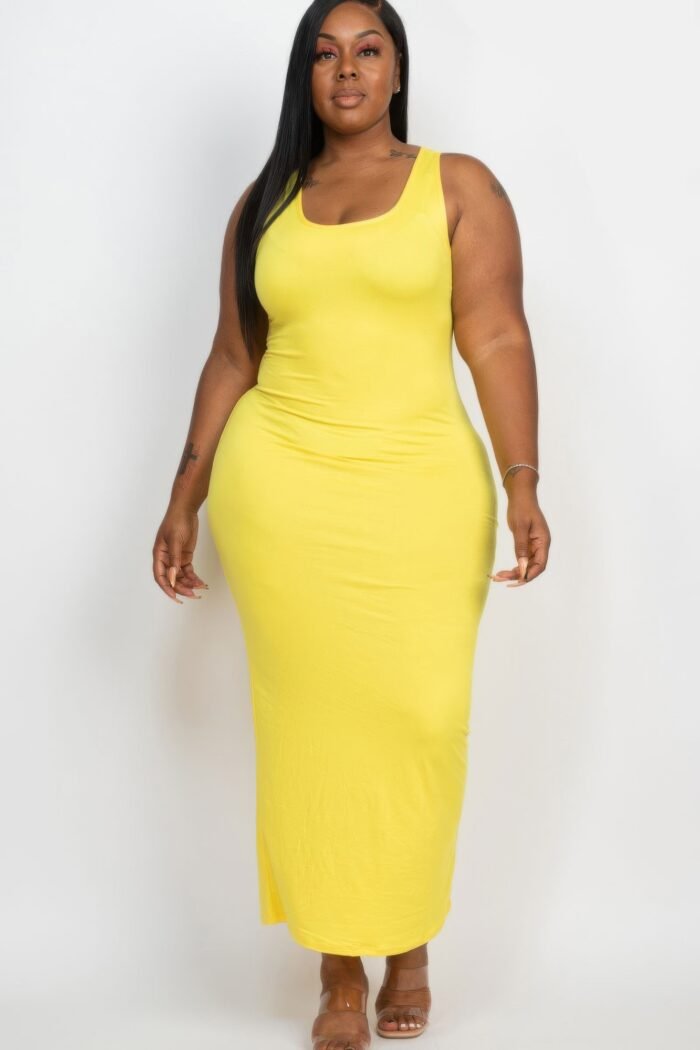 Plus size solid basic maxi dress