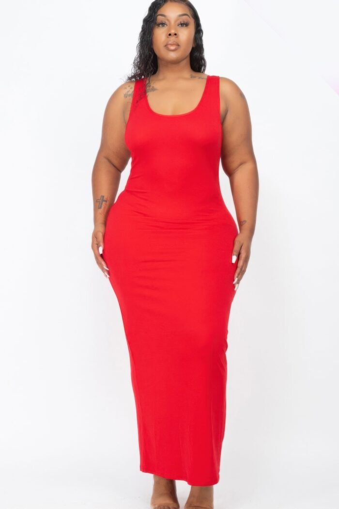 Plus size solid basic maxi dress