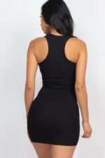 Ribbed Split Neck Tank Mini Dress - Image 5