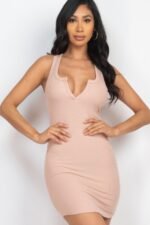 Ribbed Split Neck Tank Mini Dress - Image 9