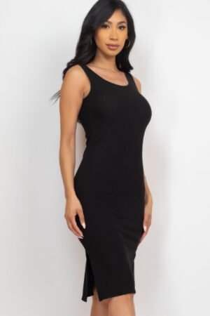 Ribbed Side Slit Tank Midi Dress Ribbed Side Slit Tank Midi Dress