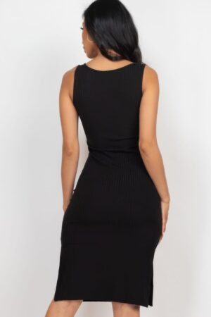 Ribbed Side Slit Tank Midi Dress Ribbed Side Slit Tank Midi Dress