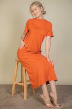 Soft and stretchy Side Pocket Tee Dress in Mango