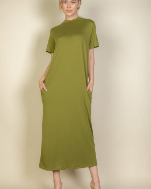 Side pocket tee dress in Olive Branch