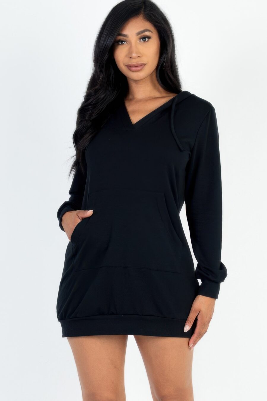 French terry hoodie mini dress