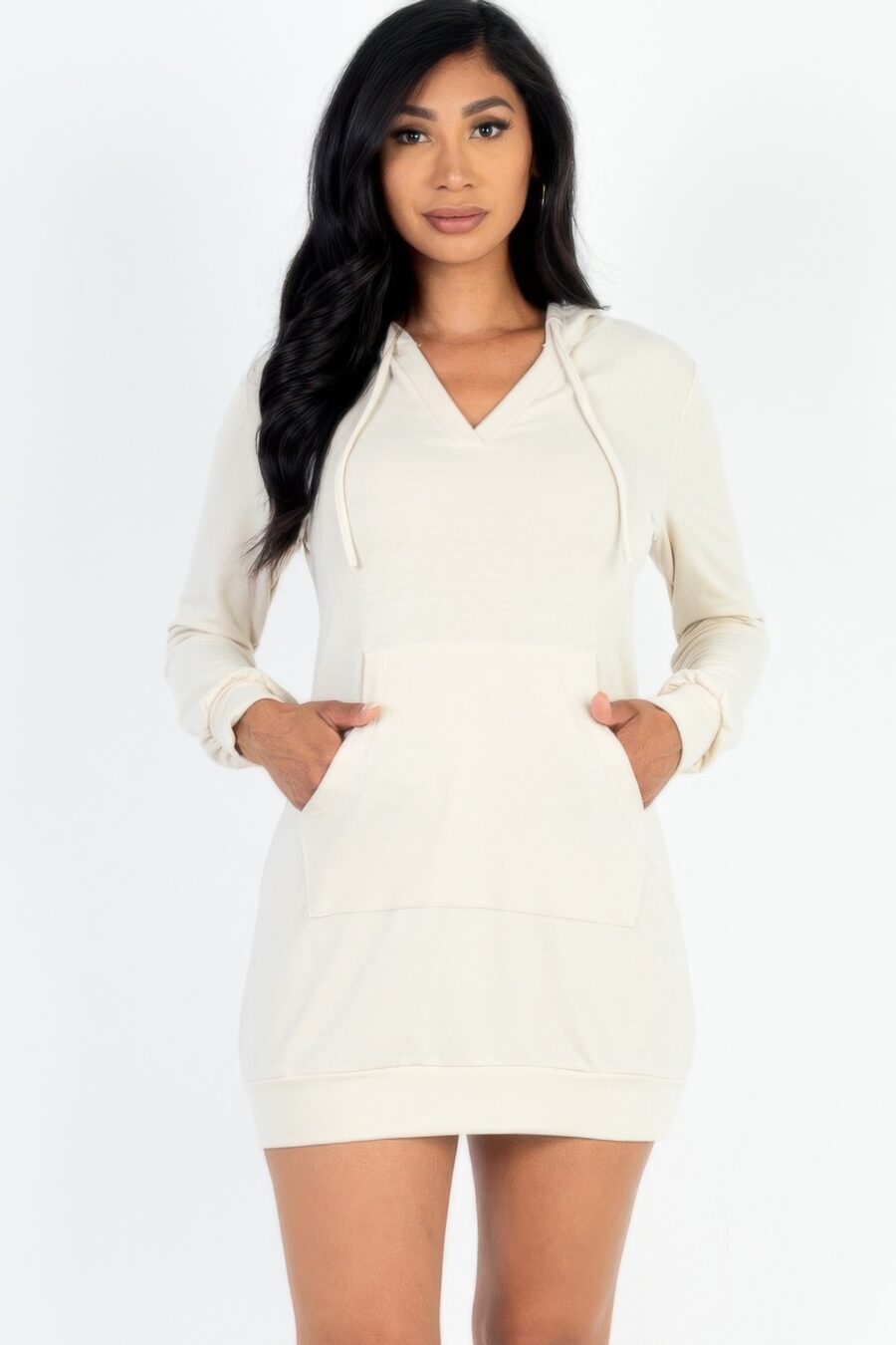 French terry hoodie mini dress