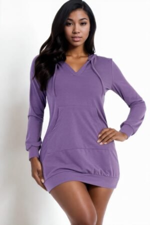 French Terry Hoodie Mini Dress French Terry Hoodie Dress — Casual Mini Fit