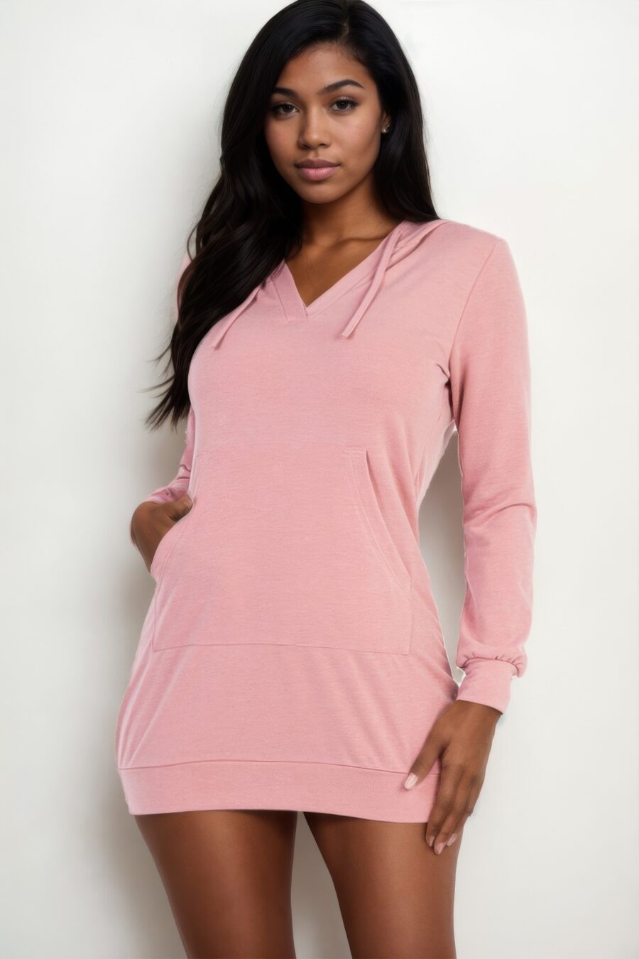 French terry hoodie mini dress