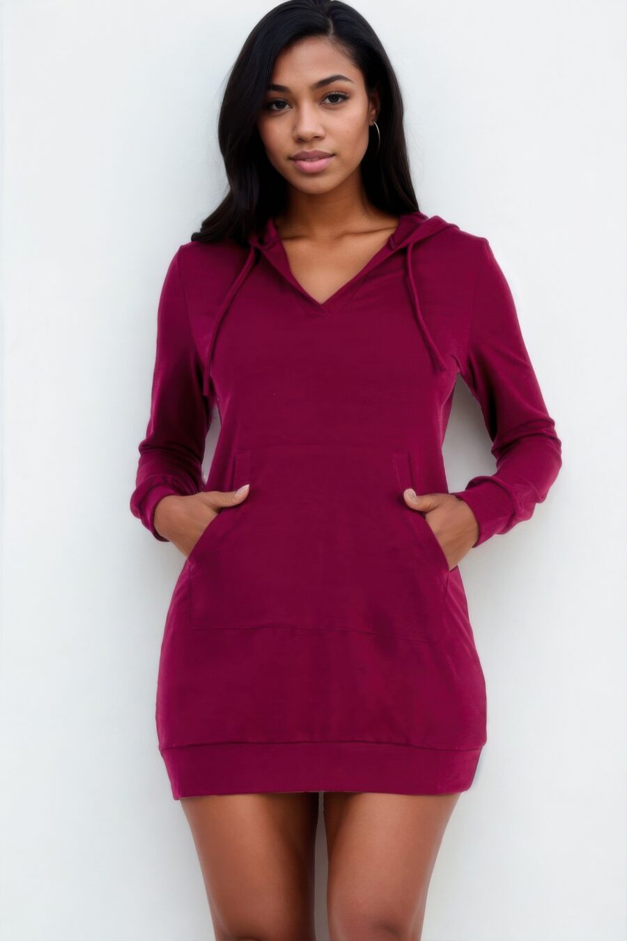 French terry hoodie mini dress