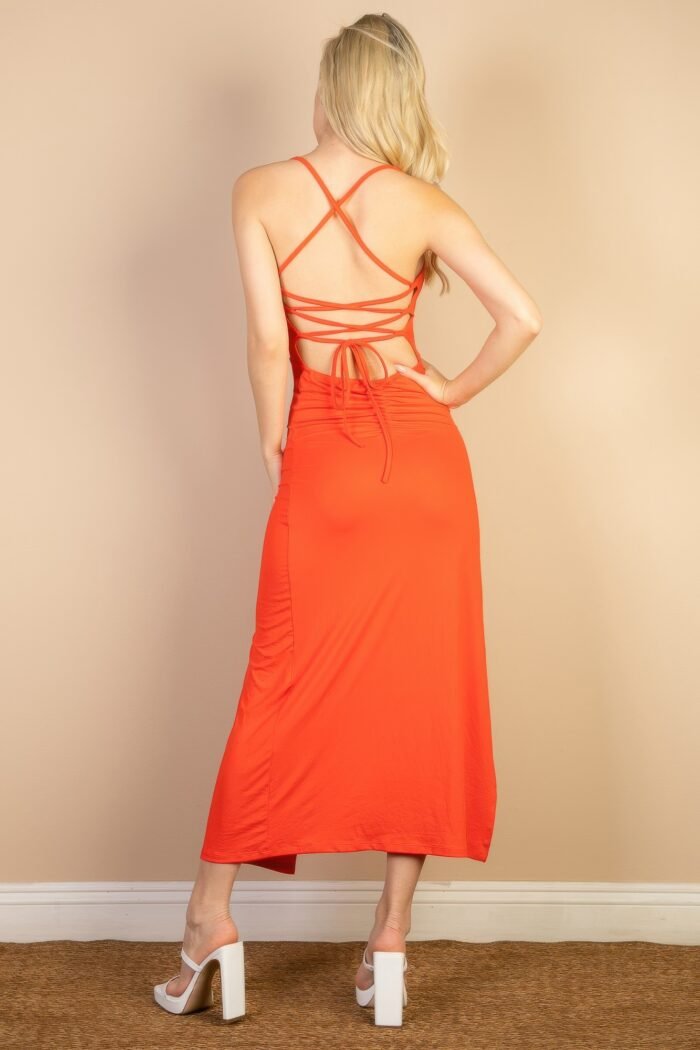 Solid cami maxi slit dress