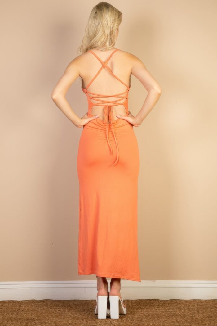 Solid cami maxi slit dress