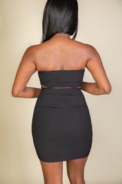Bandeau Cut Out Back Mini Bodycon Dress – Ribbed & Sexy