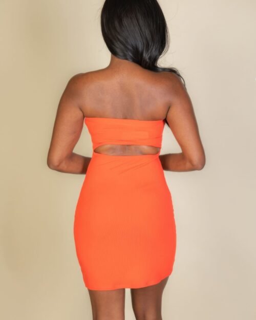 bandeau cut out back mini bodycon dress – ribbed & sexy