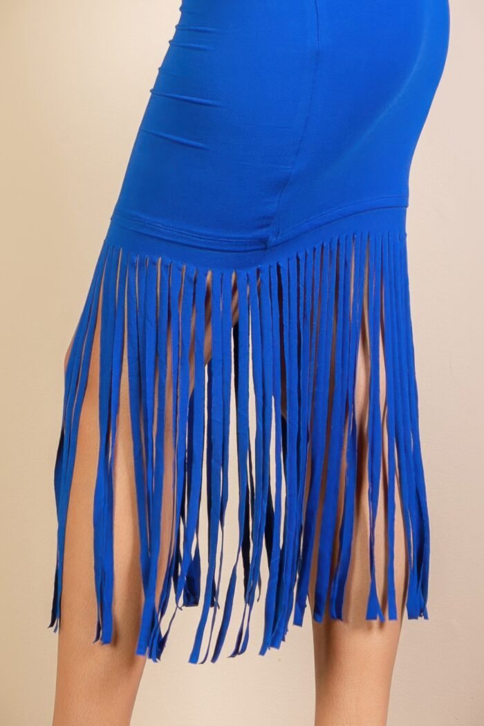 Sleeveless fringe midi dress