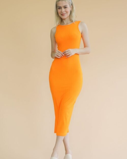 ribbed open back sleeveless maxi dress