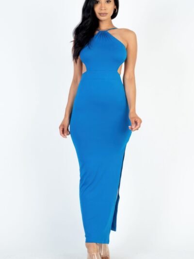 Tie Backless Split Thigh Maxi Dress Tie Backless Split Thigh Maxi Dress